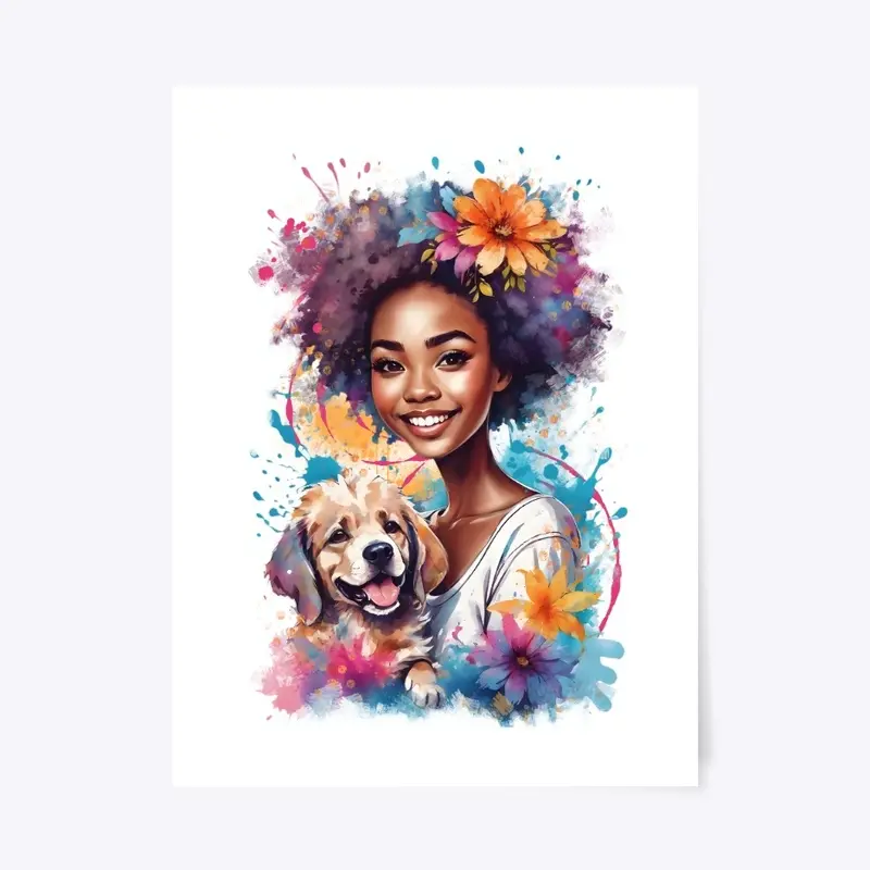 Black girl with her dog 1