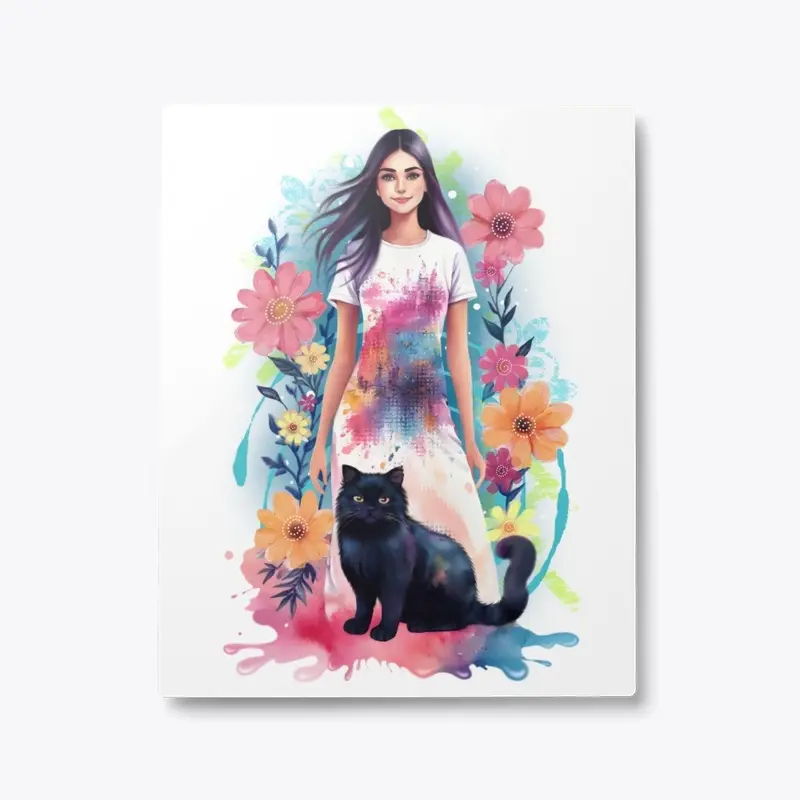 Girl With Her Black Cat 2-2